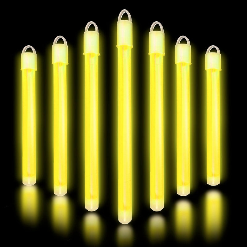 Glow Fever Glow in The Dark Sticks - 100 ct 6" Glow Sticks Bulk Party Pack with End Caps & Lanyards - Glow Party Favors for Concert, Festival, & Wedding Neon Light Sticks by Party Dragon, Yellow - Image 1